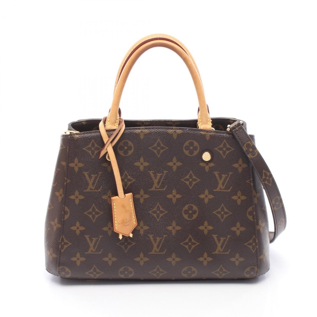 Louis Vuitton Montaigne BB 2-Way Handbag, Coated Canvas and Leather, Monogram Pattern, Women's,: --- Catalog ---Category: SizeSize (HxWxD): 19cm x 29cm x 12cm / 7.48'' x 11.41'' x 4.72''Category: DesignType: HandbagColor: Brown, MonogramGender: WomenMaterial: Coated canvas , Leather Category: Gen