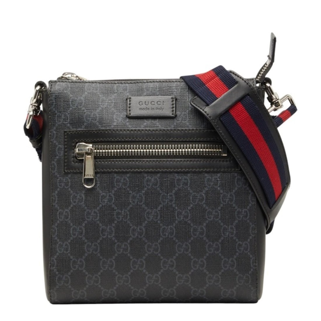 Gucci GG Supreme Small Messenger Bag, Crossbody Shoulder 523599, Black/Gray Leather, Women's, GUCCI: --- Catalog ---Category: SizeSize (HxWxD): 23cm x 20.5cm x 4cm / 9.05'' x 8.07'' x 1.57''Category: DesignType: Messenger bag, Shoulder bagColor: Black, GrayGender: WomenMaterial: PVC , Leather Categor