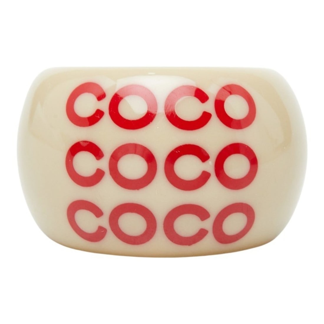 Chanel Coco Mark Ring, Size 1, Greige Plastic, Women's, CHANEL: --- Catalog ---Category: SizeJP Size: 12.5US Size: 6.5Category: DesignType: Band ringGender: WomenMaterial: PlasticCategory: GeneralBrand: Chanel--- Item List ---Section: ConditionRanking: Rank AB Use
