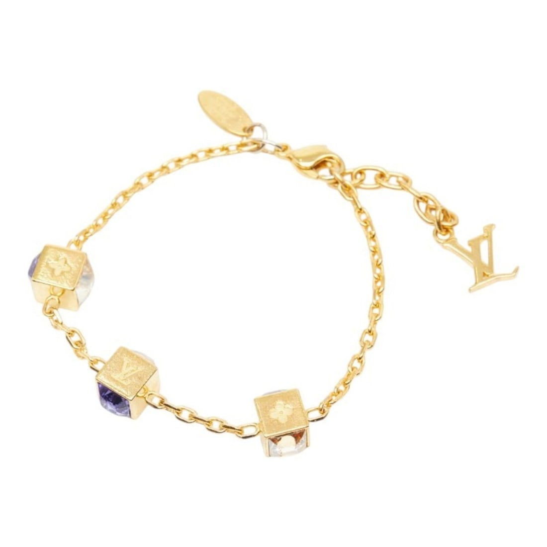 Louis Vuitton Bracelet Gamble M65209 Gold Blue Plated Swarovski Women's LOUIS VUITTON (1 of 11)