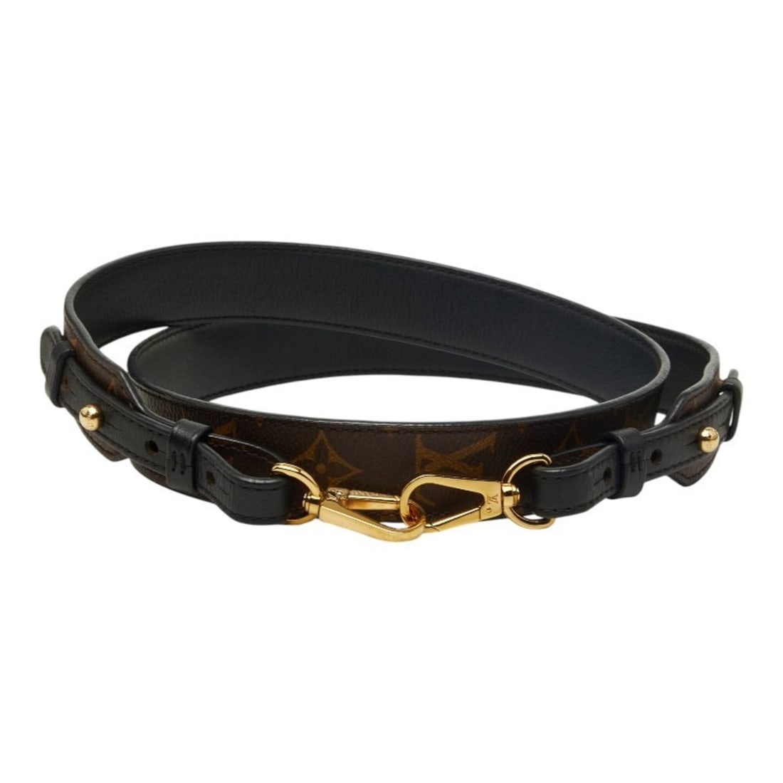 Louis Vuitton Monogram Shoulder Strap J02331 Brown Black Leather Women's LOUIS VUITTON (1 of 10)