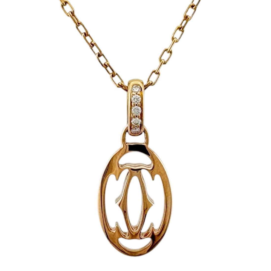 Cartier Double C Necklace, 18K Pink Gold, Diamond, Women's, CARTIER (1 of 15)
