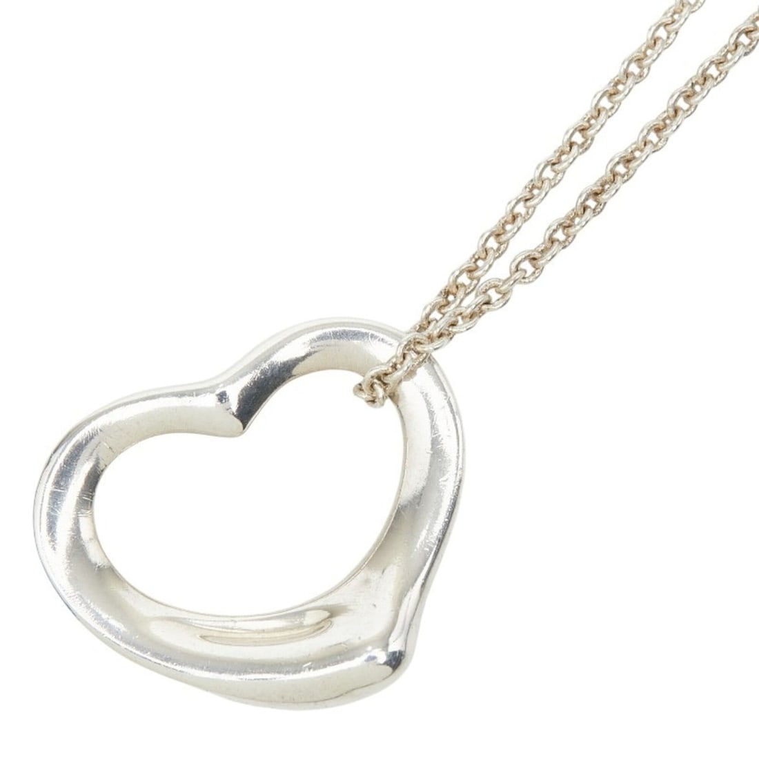 Tiffany & Co. Open Heart Pendant Necklace, SV925 Silver, Women's. (1 of 18)