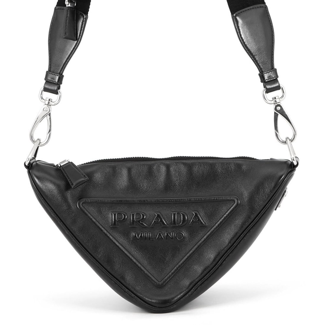 Prada Shoulder Bag Triangle Leather 1BH190 PRADA Handbag Black (1 of 16)