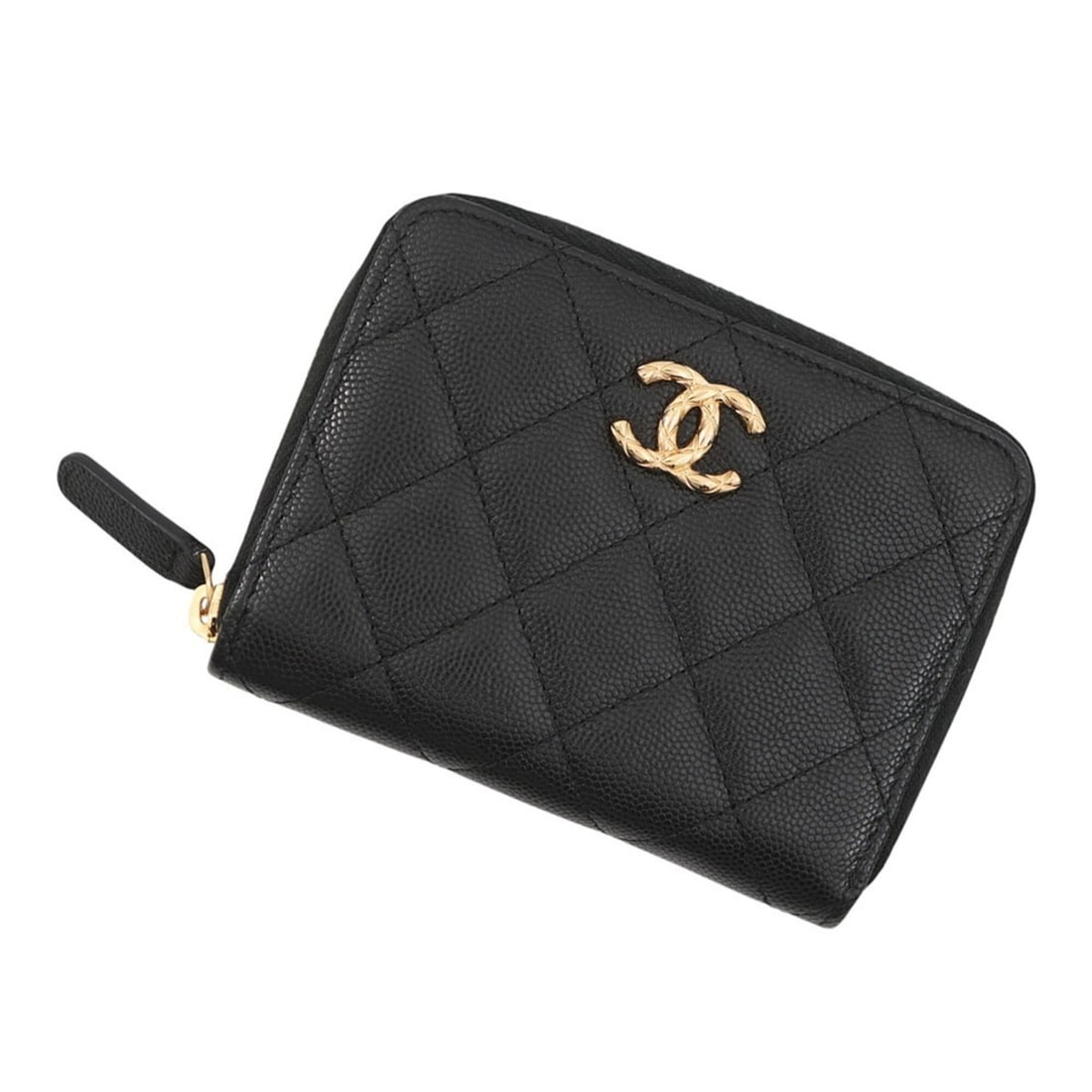 Chanel Bi-fold Wallet Matelassé Round Zip Coco Mark Caviar Skin AP5016 CHANEL Black WALLET (1 of 14)