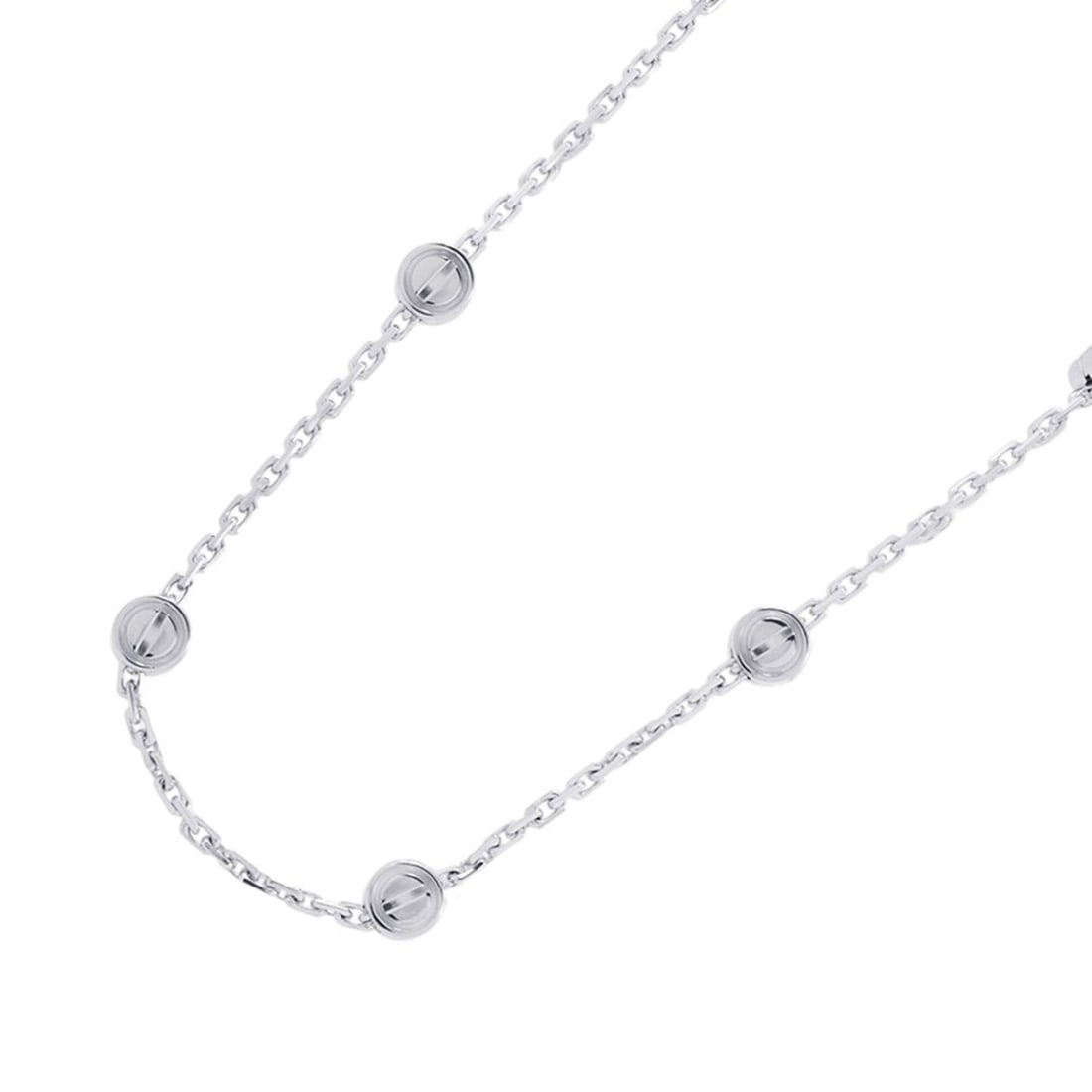 Cartier Love Pastille Necklace, 12 Motifs, 18K White Gold, B7213500.: --- Catalog ---Category: SizePendant Size: 4.7mm / 0.18''Neck Circumference: 38 cm / 14.96''Category: DesignColor: White goldGender: WomenMaterial: White gold (18K)Necklace Type: NecklaceCategory: Gen