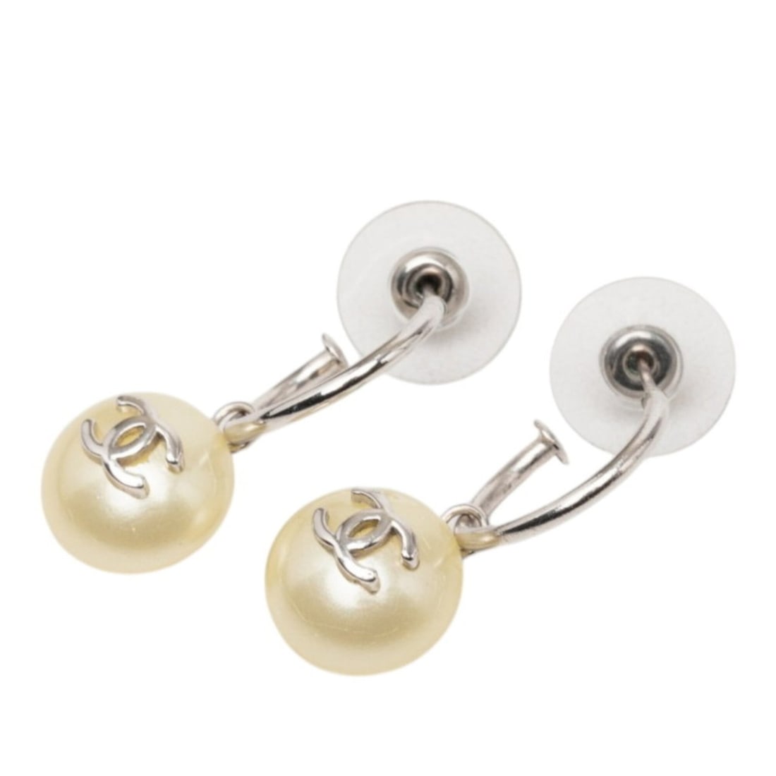 Chanel Coco Mark Earrings, Silver Metal, Faux Pearl, Women's CHANEL: --- Catalog ---Category: SizeSize (HxWxD): 28.30mm x 12.00mm / 1.11'' x 0.47''Category: DesignType: Stud earringsColor: SilverGender: WomenCategory: GeneralBrand: Chanel--- Item List ---Section: Condi