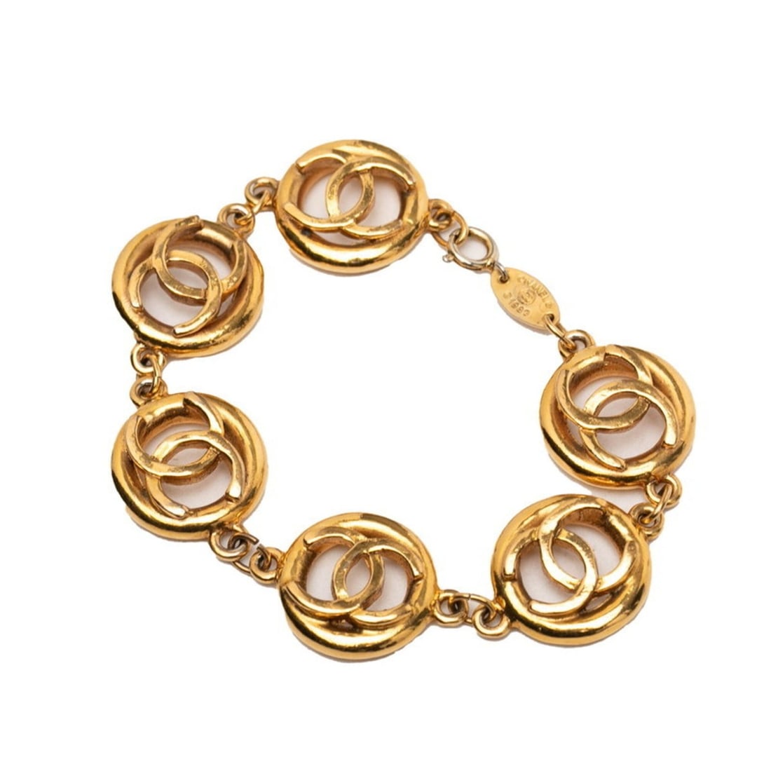 Chanel 1983 Coco Mark Vintage Bracelet Gold Plated Women's CHANEL: --- Catalog ---Category: SizeLength: 18cm / 7.08''Category: DesignType: Charm braceletColor: GoldGender: WomenCategory: GeneralBrand: Chanel--- Item List ---Section: ConditionRanking: Rank AB Used - T