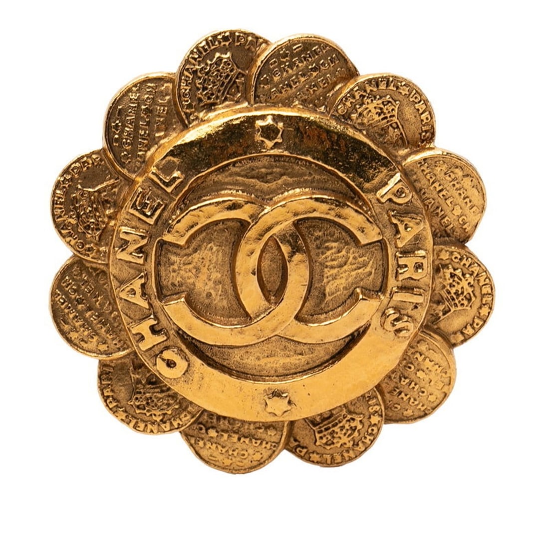 Chanel Coco Mark Logo Flower Motif Vintage Brooch Gold Plated Women's CHANEL: --- Catalog ---Category: SizeSize (HxWxD): 4.8cm x 4.85cm / 1.88'' x 1.9''Category: DesignType: BroochColor: GoldGender: WomenCategory: GeneralBrand: Chanel--- Item List ---Section: ConditionRanking: 