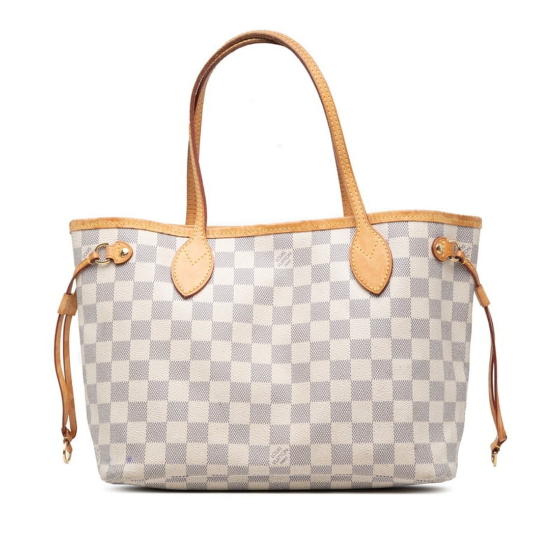 Louis Vuitton Damier Azur Neverfull PM Tote Bag Shoulder N51110 White Leather Women's LOUIS VUITTON (1 of 13)