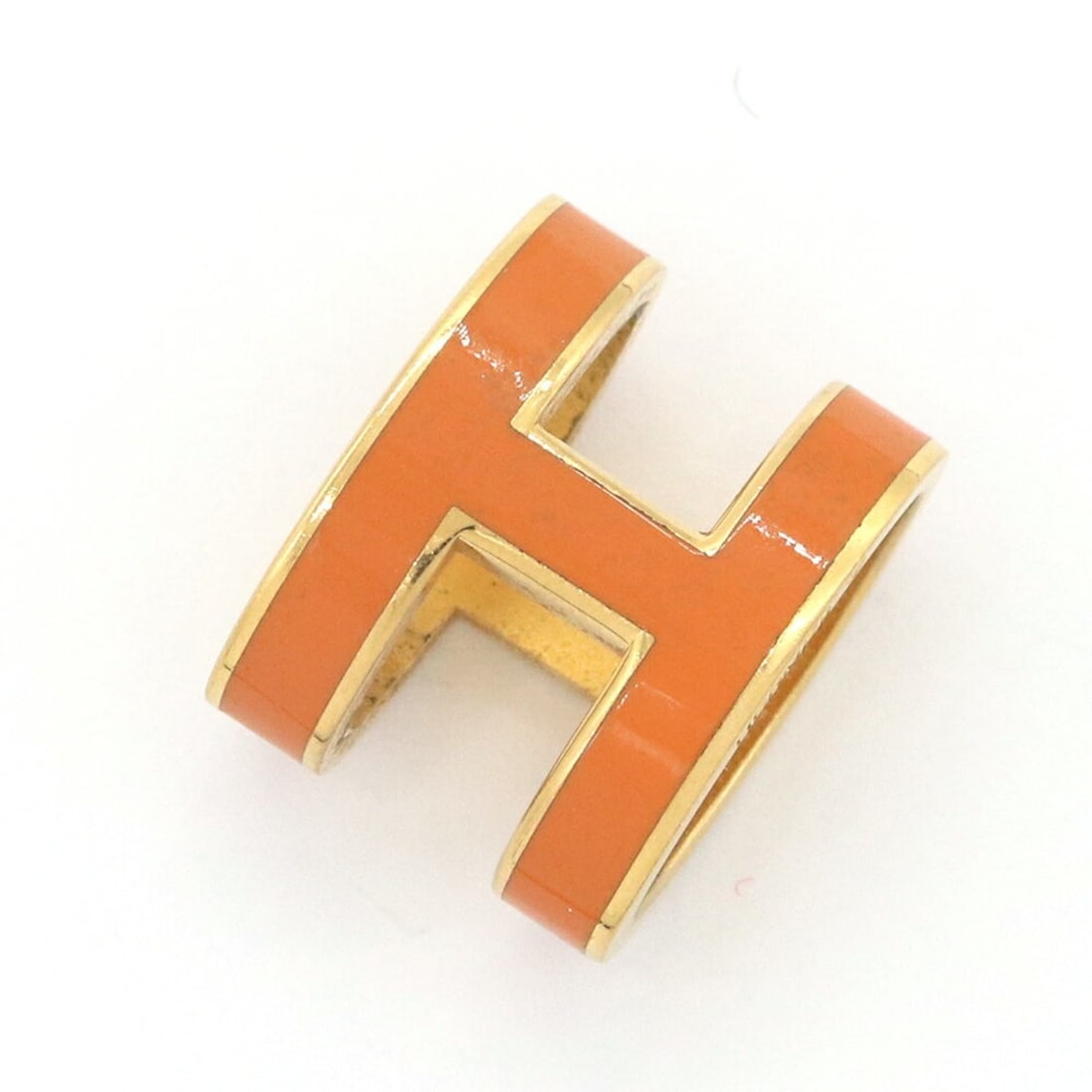 Hermes Pop H Pendant Top Orange Gold Metal Head Necklace for Women HERMES (1 of 10)