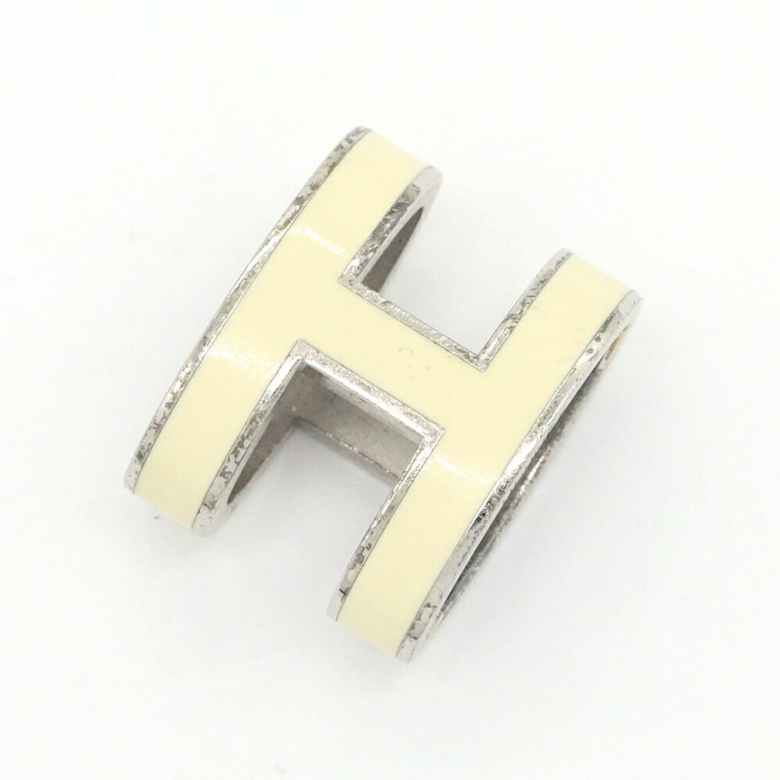 Hermes Pop H Pendant Top, Ivory, Silver Metal Head, Necklace, Women's HERMES (1 of 10)