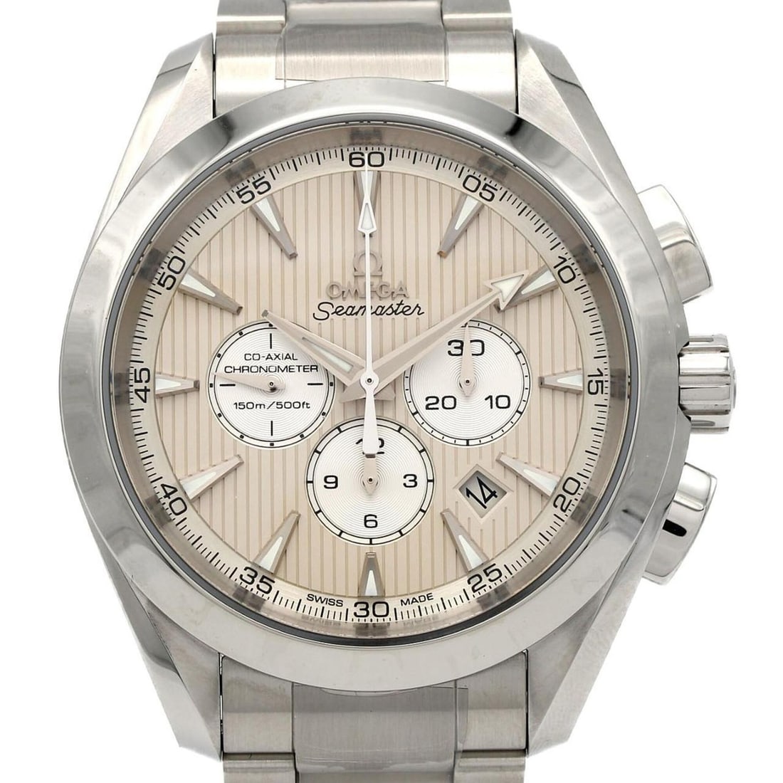 Omega Seamaster Aqua Terra Chrono 231.10.44.50.09.001 Stainless Steel Automatic Watch: --- Catalog ---Category: SizeWrist Size: 19cm / 7.48''Case Diameter: 44mm / 1.73''Category: DesignType: WristwatchGender: MenMaterial (Band): Stainless steelMaterial (Case): Stainless steelCategory: G