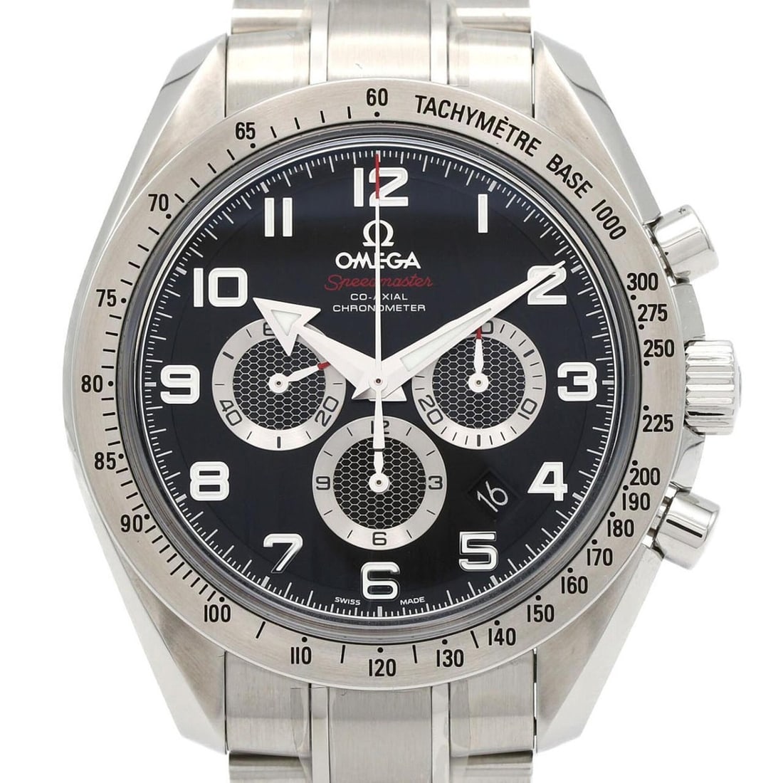 Omega Speedmaster Broad Arrow 321.10.44.50.01.001 Stainless Steel Automatic Watch: --- Catalog ---Category: SizeWrist Size: 19cm / 7.48''Case Diameter: 44mm / 1.73''Category: DesignType: WristwatchGender: MenColor (Dial): BlackMaterial (Band): Stainless steelMaterial (Case): Stainle