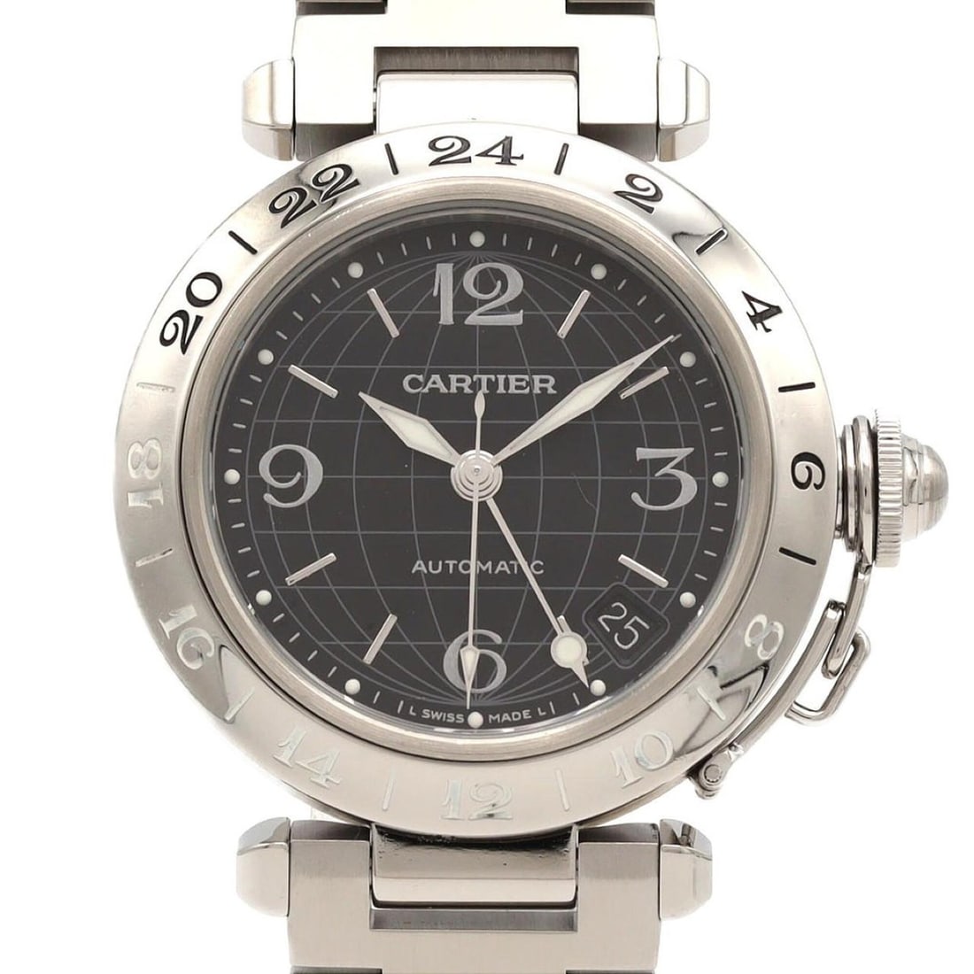 Cartier Pasha C Meridian GMT W31079M7 Stainless Steel Automatic Watch (1 of 10)