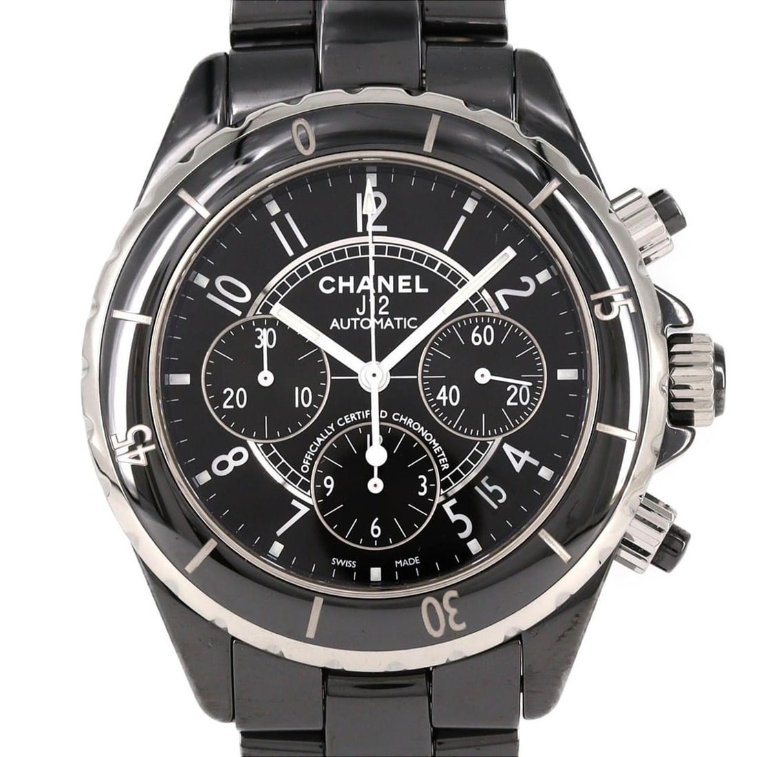 Chanel J12 Chronograph Ceramic H0940 Automatic Watch: --- Catalog ---Category: SizeWrist Size: 19cm / 7.48''Case Diameter: 41mm / 1.61''Category: DesignType: WristwatchGender: MenColor (Dial): BlackMaterial (Band): CeramicMaterial (Case): CeramicCategory