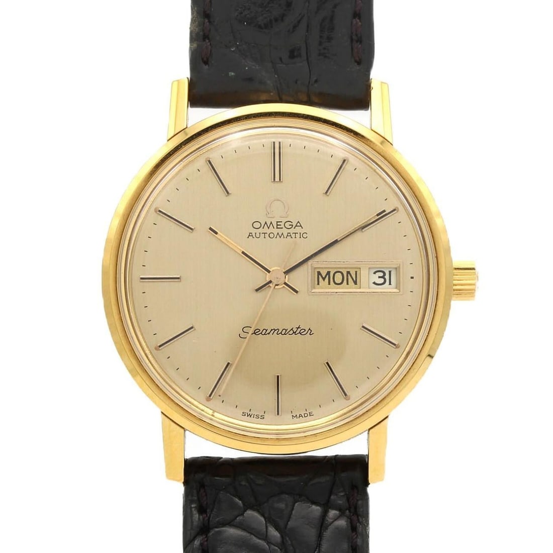 Omega Seamaster GP Automatic Watch: --- Catalog ---Category: SizeCase Diameter: 34mm / 1.34''Category: DesignType: WristwatchGender: Men,WomenColor (Dial): GoldMaterial (Case): Gold platedCategory: GeneralBrand: OmegaCategory: MovementM