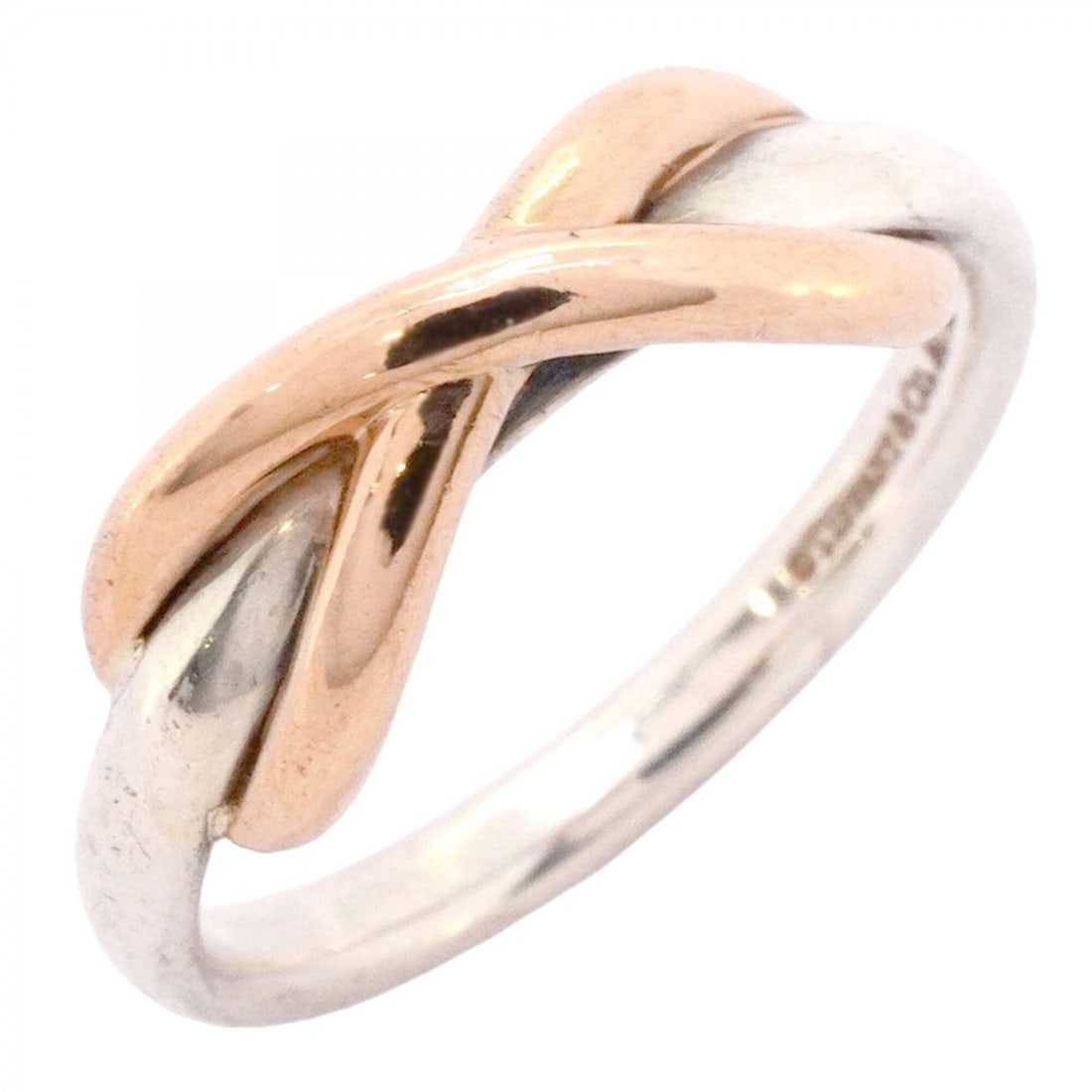 Tiffany & Co. Infinity Ring, 18K Pink Gold (PG), Sterling Silver 925, Size 7.5, Women's: --- Catalog ---Category: SizeJP Size: 7.5US Size: 4Category: DesignType: Band ringGender: WomenMaterial: Pink gold (18K), Silver 925Category: GeneralBrand: Tiffany--- Item List ---Section: ConditionRa