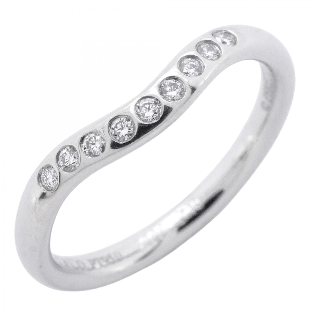 Tiffany & Co. Curved Band Ring, Platinum 950, Diamond, Size 6.5, Women's: --- Catalog ---Category: SizeJP Size: 6.5US Size: 3.5Category: DesignType: Band ringStone: DiamondGender: WomenMaterial: Platinum 950Category: GeneralBrand: Tiffany--- Item List ---Section: ConditionR