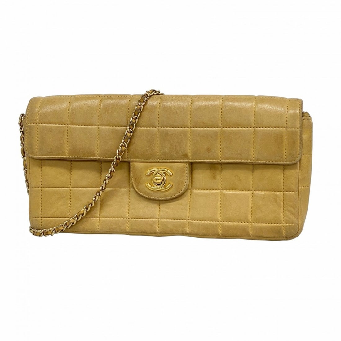 Chanel Chocolate Bar Chain Shoulder Bag, Lambskin, Beige, Women's: --- Catalog ---Category: SizeSize (HxWxD): 14cm x 26cm x 4.5cm / 5.51'' x 10.23'' x 1.77''Category: DesignType: Shoulder bagColor: BeigeGender: WomenMaterial: Leather Hardware Color: GoldLeather/Fur T