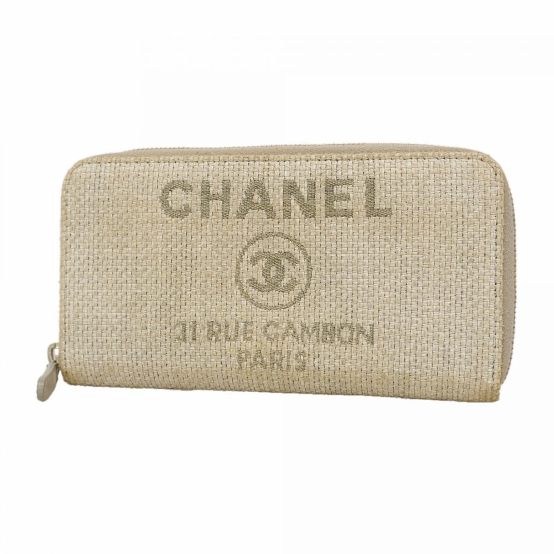 Chanel Deauville Tweed Long Wallet, Gray, Women's (1 of 10)