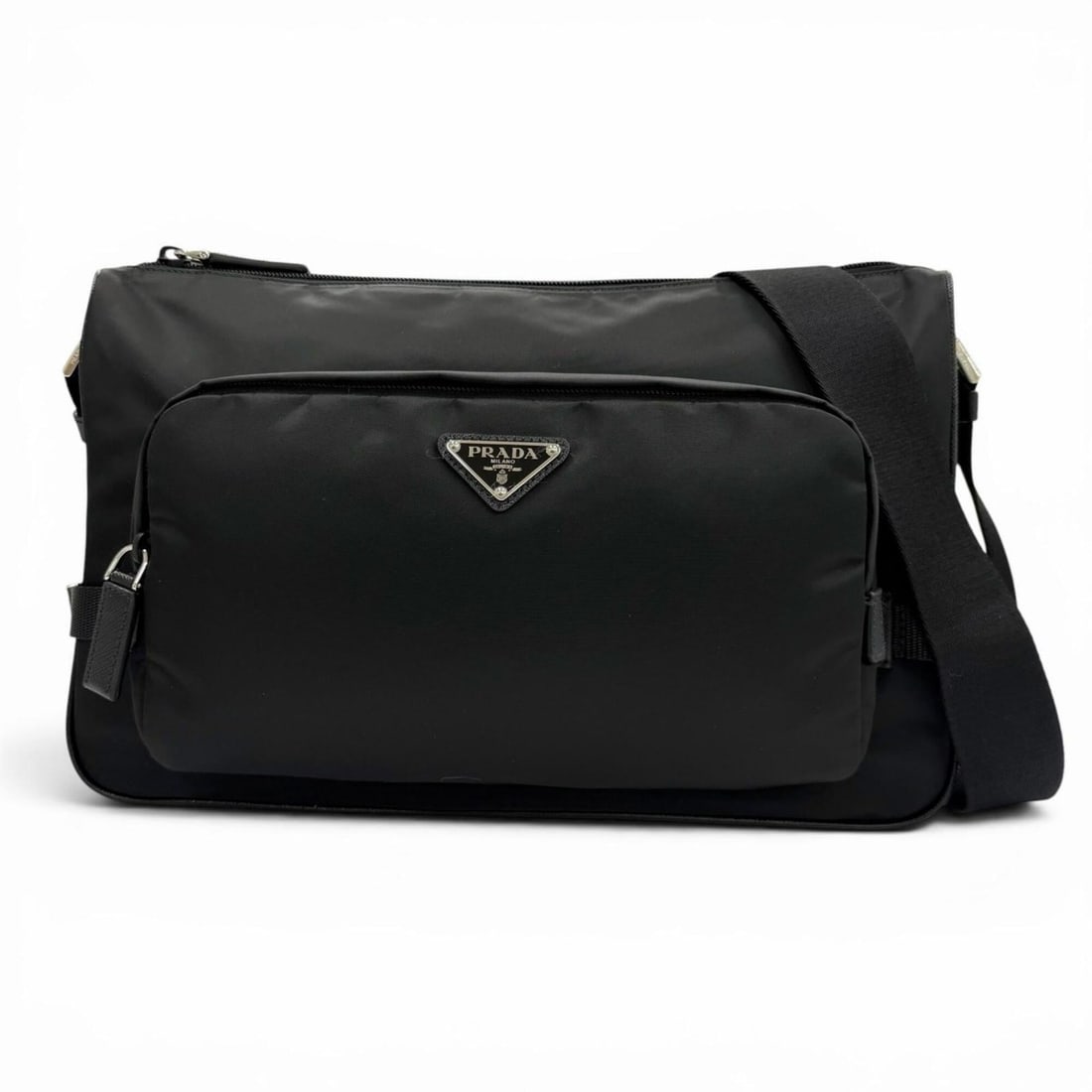 PRADA 2VH191 Nylon Leather Triangle Logo Plate Re-Nylon Shoulder Bag Black Made in Italy Men's (1 of 11)