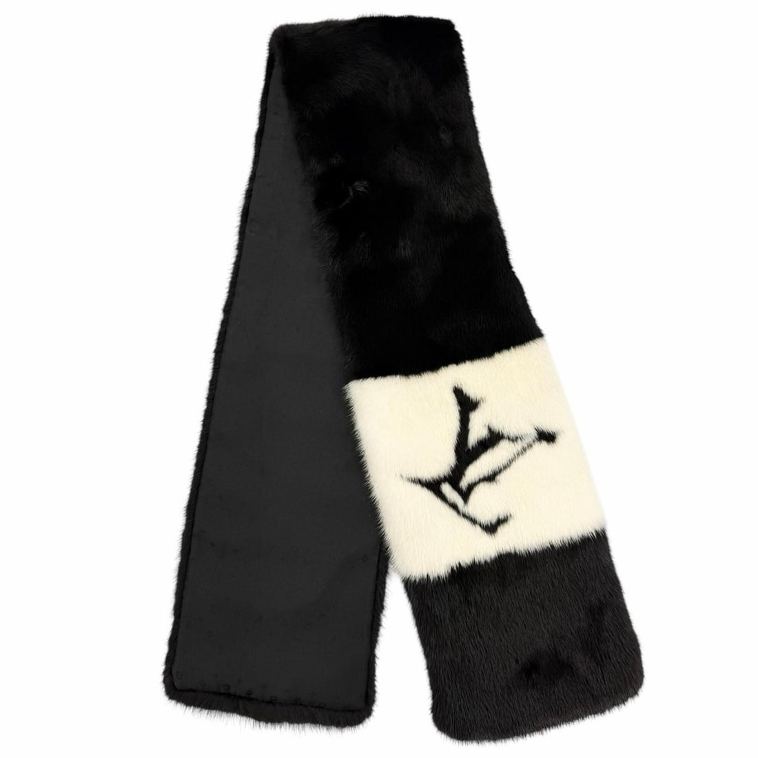 LOUIS VUITTON M77866 Echarpe Gogram Mink LV Logo Monogram Lining Tippet Shawl Black White Women's: --- Catalog ---Category: SizeSize (LxW): 1.03m x 15cm / 40.55'' x 5.9''Category: DesignType: StoleColor: Black, WhiteGender: WomenMaterial: Fur Leather/Fur Type: Mink furCategory: GeneralBrand: Louis 