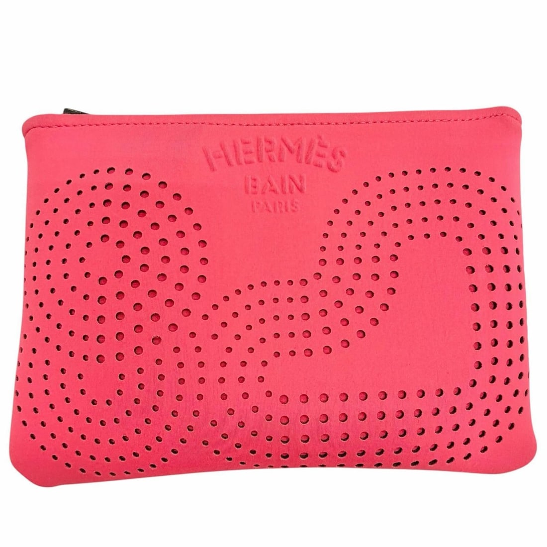 HERMES Neo Bainzen aux Soleils Pouch, Cosmetic Pink with Black Hardware, Made in France, Women's (1 of 16)