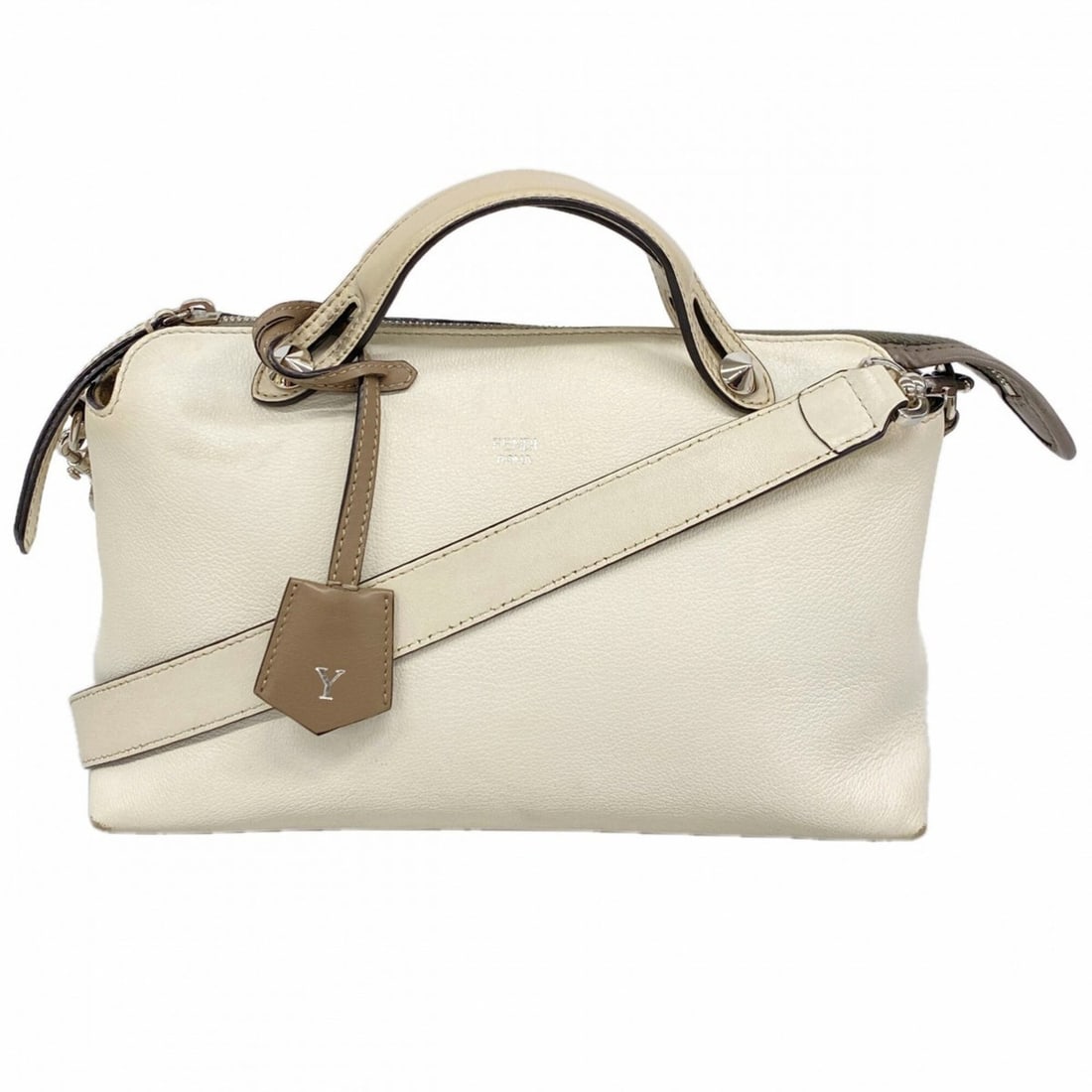 Fendi By The Way Leather Handbag, Ivory, 2-way bag for women: --- Catalog ---Category: SizeSize (HxWxD): 18cm x 27cm x 12.5cm / 7.08'' x 10.62'' x 4.92''Category: DesignType: HandbagColor: IvoryGender: WomenMaterial: Leather Hardware Color: SilverCategory: Gener