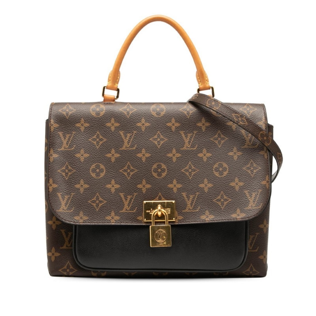 Louis Vuitton Monogram Marignan Handbag/Shoulder Bag 2WAY M44259 Brown/Black Leather Women's LOUIS (1 of 10)