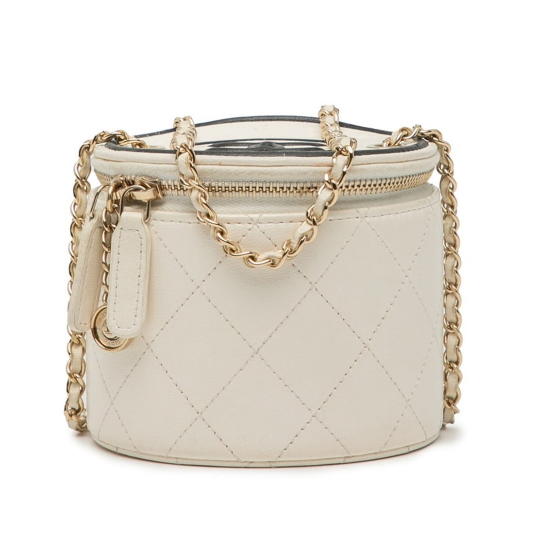 Chanel Coco Mark Small Vanity Bag with Chain Shoulder AP2193 in Off-White and Black Calfskin,: --- Catalog ---Category: SizeSize (HxWxD): 9cm x 10cm x 10cm / 3.54'' x 3.93'' x 3.93''Category: DesignType: Shoulder bag, Vanity bagColor: Black, Off-whiteGender: WomenMaterial: Leather Leather/Fur T
