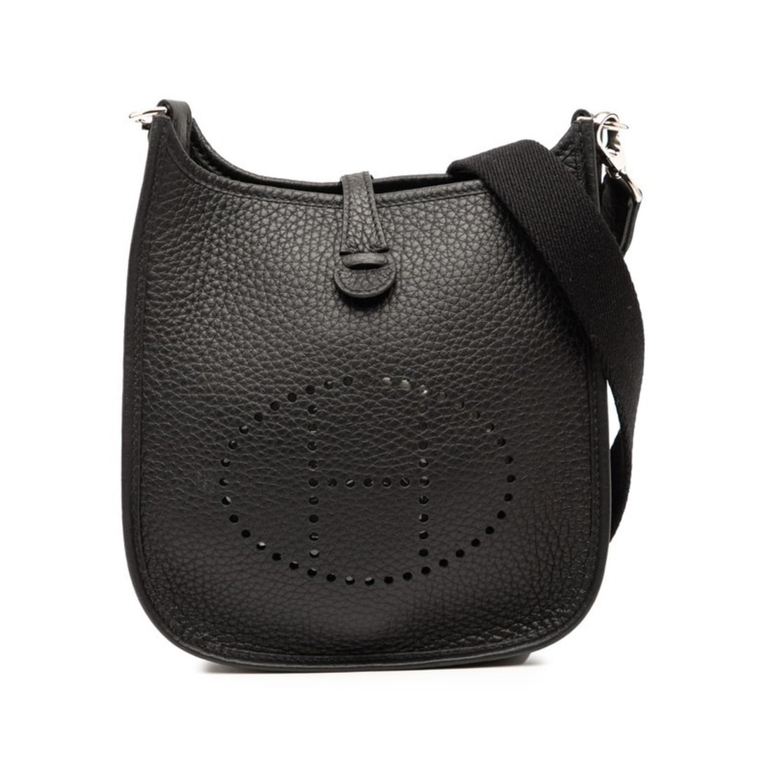 Hermes Hermès Mini Evelyn TPM Shoulder Bag in Black Taurillon Clemence Leather for Women: --- Catalog ---Category: SizeSize (HxWxD): 17cm x 16cm x 5.5cm / 6.69'' x 6.29'' x 2.16''Category: DesignType: Shoulder bagColor: BlackGender: WomenMaterial: Taurillon clemence leather Category: Gener