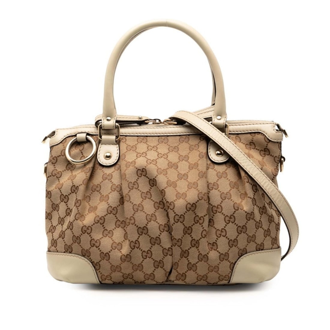 Gucci GG Canvas Handbag/Shoulder Bag 2WAY 247902 Beige White Leather Women's GUCCI (1 of 9)