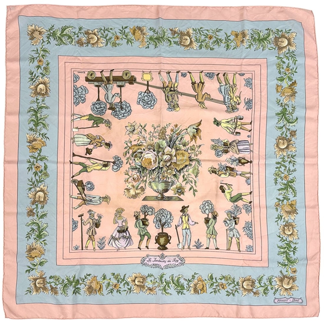 Hermes scarf/muffler, Carre 90, Les Jardiniers du Roy (The Gardeners' Roy), women's, brand, silk, (1 of 11)