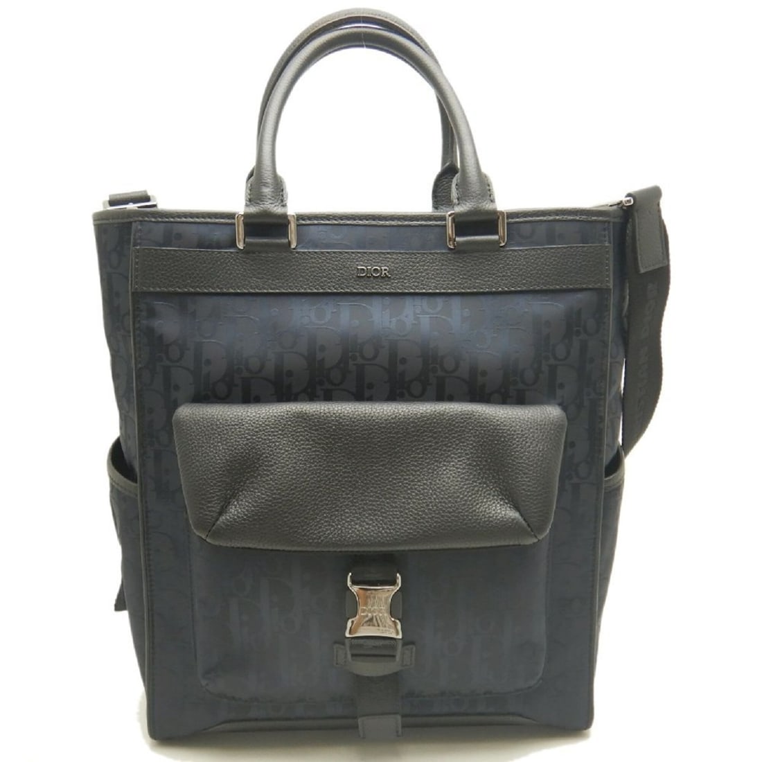 Christian Dior Dior Oblique Explorer 2-Way Tote Bag, Nylon, Navy, Women's, 253828 (1 of 17)