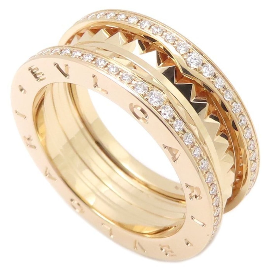 BVLGARI B.zero1 Rock Ring, 2-band, Diamond, Size #57, 360246, 18K Pink Gold, Women's, 360246 295534 (1 of 16)