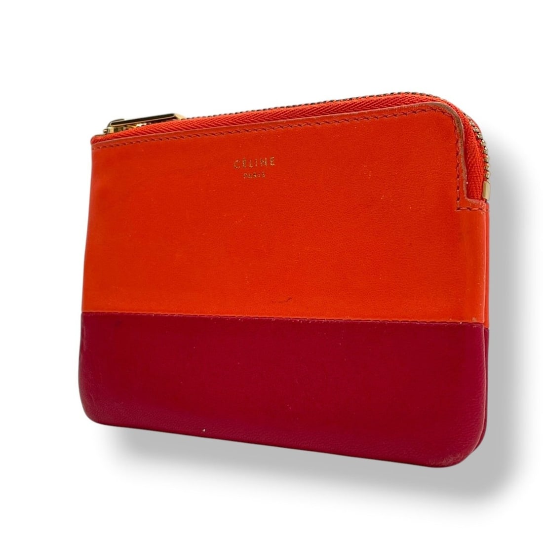 Celine CELINE Wallet/Coin Case Leather Orange Wine Red Coin Purse Business Card Holder/Card Gold: --- Catalog ---Category: SizeSize (HxWxD): 9cm x 13cm x 1.5cm / 3.54'' x 5.11'' x 0.59''Category: DesignType: Coin purse/coin caseColor: OrangeGender: WomenMaterial: Leather Category: GeneralBrand: Ce