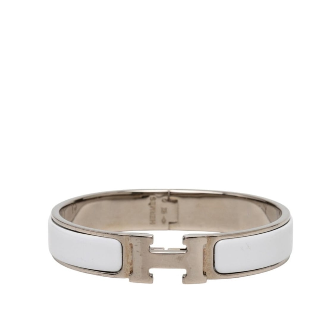Hermes Click H PM Bracelet, Silver, White Metal Enamel, Women's (1 of 10)