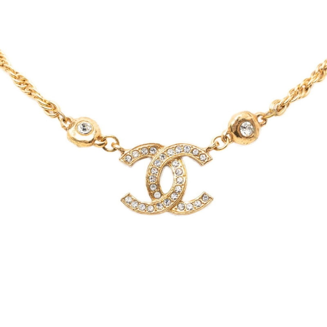Chanel Coco Mark Rhinestone Necklace, Gold Plated, Women's CHANEL: --- Catalog ---Category: SizePendant Size: 23mm x 29.2mm / 0.9'' x 1.14''Neck Circumference: 45.5 cm / 17.91''Category: DesignColor: GoldGender: WomenNecklace Type: NecklaceCategory: GeneralBrand: Cha
