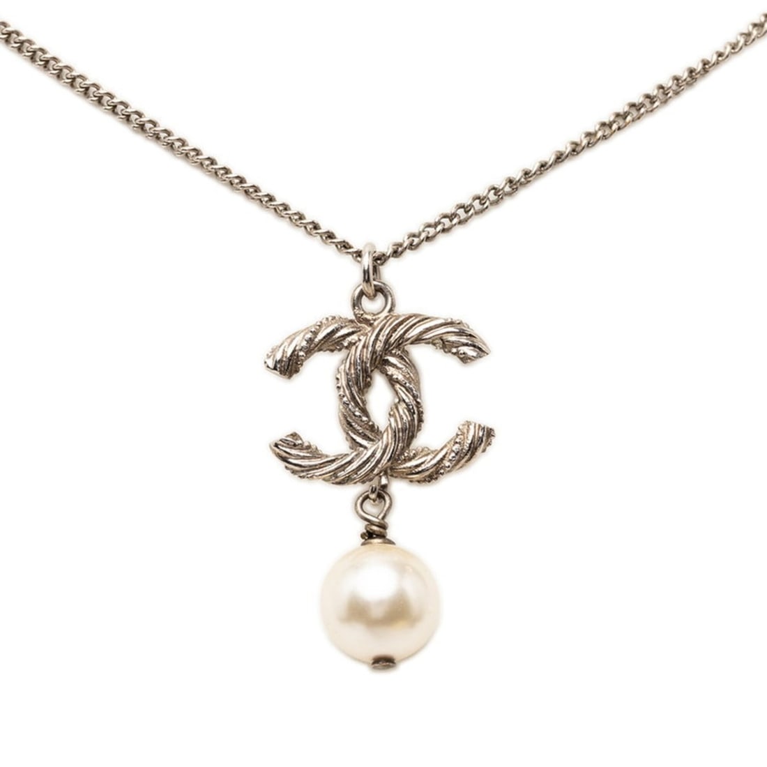 Chanel Coco Mark Necklace, Silver Metal, Faux Pearl, Women's CHANEL (1 of 12)