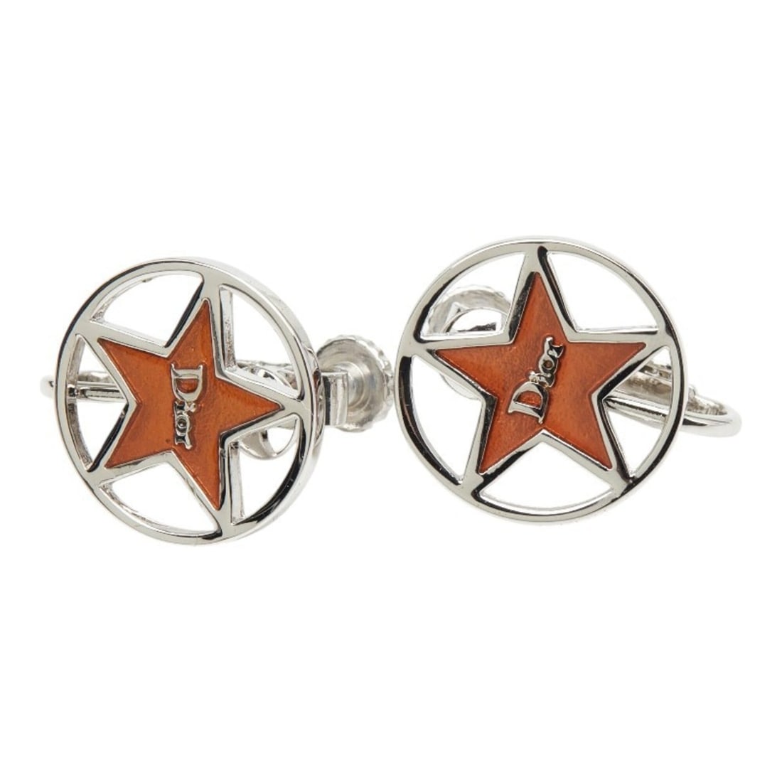 Christian Dior Dior Logo Star Motif Earrings, Silver and Orange Metal, Women's.: --- Catalog ---Category: SizeSize (HxWxD): 20.00mm x 16.10mm / 0.79'' x 0.63''Category: DesignType: Clip earringsColor: Orange, SilverGender: WomenMaterial: MetalCategory: GeneralBrand: Christian Dior