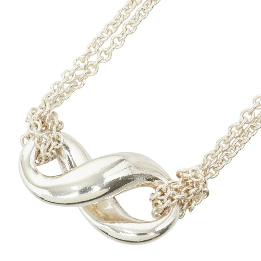 Tiffany & Co. Infinity Double Chain Necklace, SV925 Silver, Women's. (1 of 12)