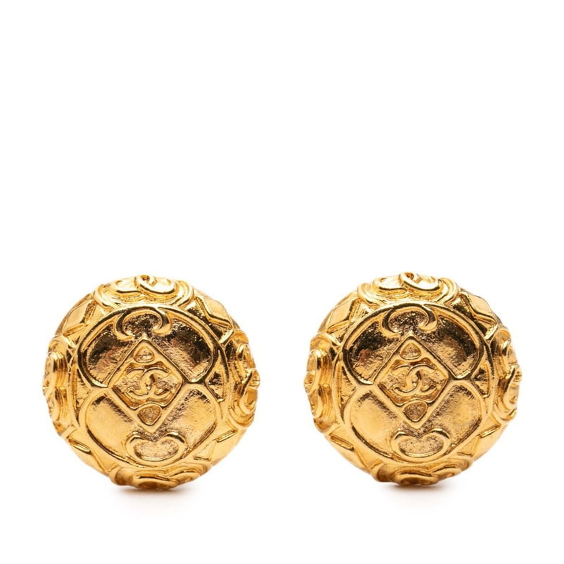 Chanel Coco Mark Round Earrings, Gold Plated, Women's CHANEL (1 of 12)