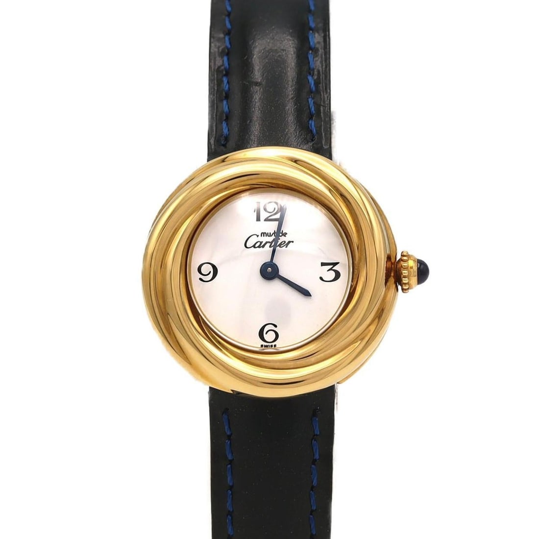 Cartier Must Trinity GP W1010844 Quartz Watch: --- Catalog ---Category: SizeCase Diameter: 27mm / 1.06''Category: DesignType: WristwatchGender: WomenColor (Dial): WhiteMaterial (Case): Gold platedCategory: GeneralMPN: W1010844Brand: CartierCategor