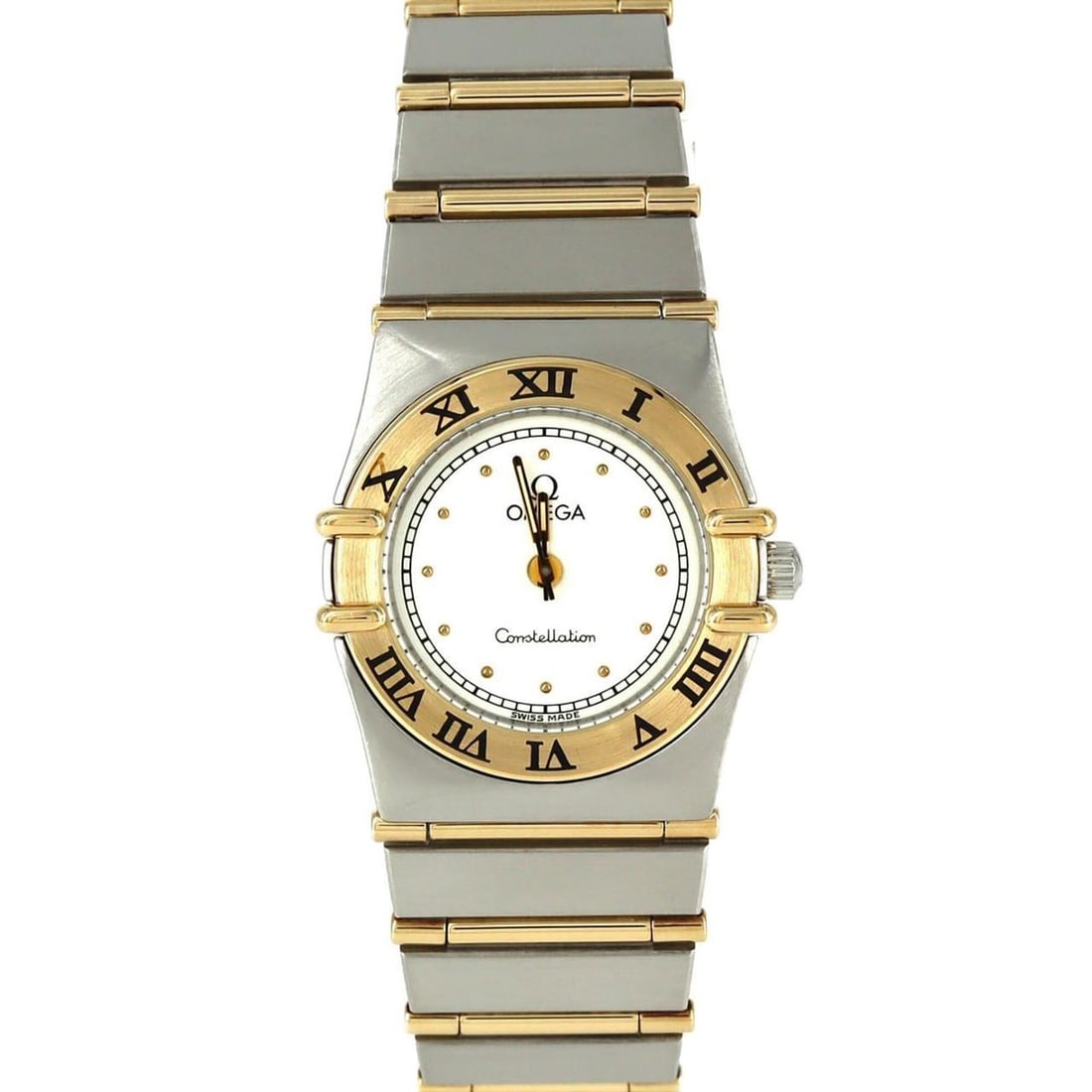 Omega Constellation Two-Tone 795.1080 SSxYG Quartz Watch: --- Catalog ---Category: SizeWrist Size: 15cm / 5.9''Case Diameter: 22.5mm / 0.89''Category: DesignType: WristwatchGender: WomenColor (Dial): WhiteMaterial (Band): Stainless steel, Yellow goldMaterial