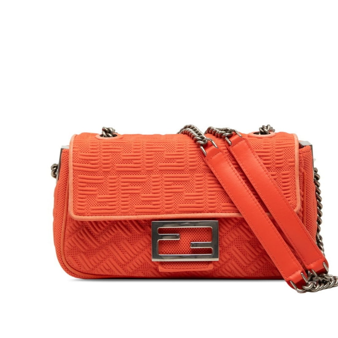 Fendi Zucca Baguette Chain Midi Crossbody Shoulder Bag, Red Suede Fabric, Women's FENDI: --- Catalog ---Category: SizeStrap Drop: 46cm / 18.11''Size (HxWxD): 14cm x 23cm x 6cm / 5.51'' x 9.05'' x 2.36''Category: DesignType: Shoulder bagColor: Red colorGender: WomenClosure: MagnetMaterial: