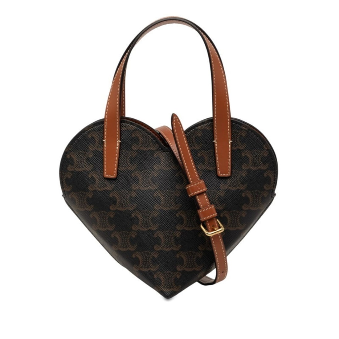 Celine Triomphe Teen Cool Heart Handbag/Shoulder Bag 2-Way Black Brown Leather Women's CELINE: --- Catalog ---Category: SizeStrap Drop: 52cm / 20.47''Handle Drop: 9.00cm / 3.54''Size (HxWxD): 15cm x 18cm x 8.5cm / 5.9'' x 7.08'' x 3.34''Category: DesignType: Handbag, Shoulder bagColor: Black, B