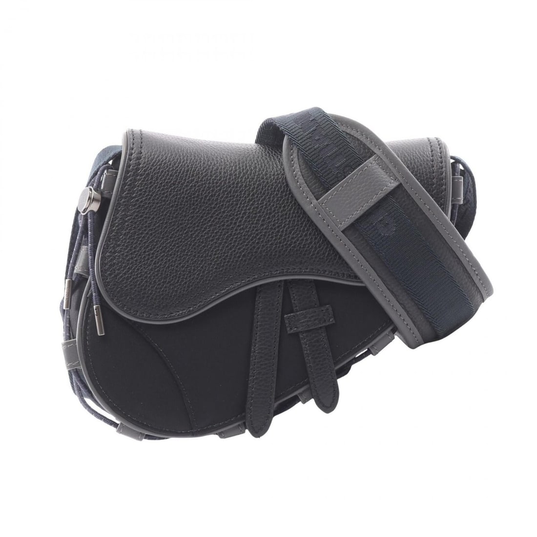 Christian Dior Dior Christian × Sacai Saddle Bag Mini Shoulder Handbag Nylon Leather Men's Black (1 of 16)