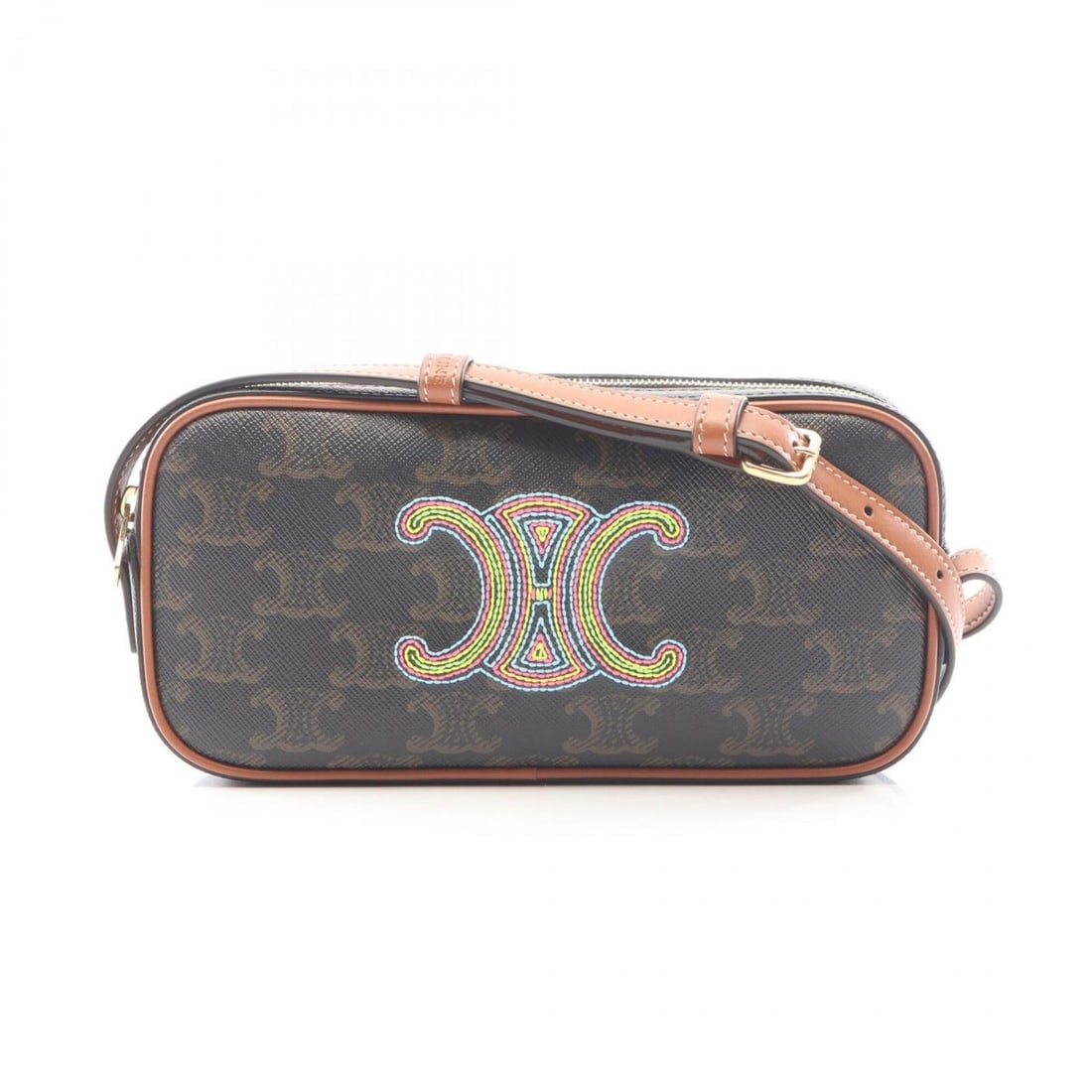 Celine Mini Camera Cuire Triomphe Embroidered Shoulder Bag/Handbag, Coated Canvas Leather, Women's,: --- Catalog ---Category: SizeSize (HxWxD): 10cm x 19cm x 3cm / 3.93'' x 7.48'' x 1.18''Category: DesignType: Handbag, Shoulder bagColor: Black, BrownGender: WomenMaterial: PVC , Coated canvas , Leathe