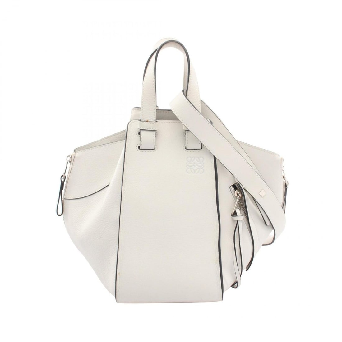 Loewe Hammock Small 2-Way Leather Handbag for Women, White: --- Catalog ---Category: SizeSize (HxWxD): 24cm x 14cm x 24cm / 9.44'' x 5.51'' x 9.44''Strap Length: 74cm - 90cm / 29.13'' - 35.43''Handle Length: 30cm / 11.81''Category: DesignType: HandbagColor: Wh